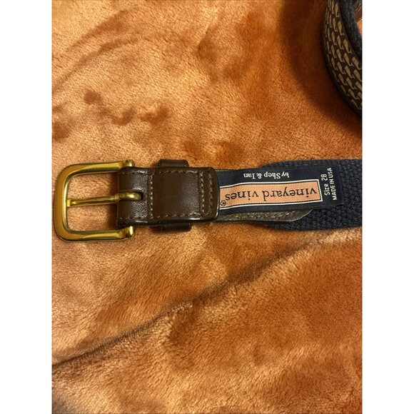 Vineyard Vines Whale Canvas Club Belt Size 28 Navy Fishy Belt Nautical Preppy - Picture 4 of 5